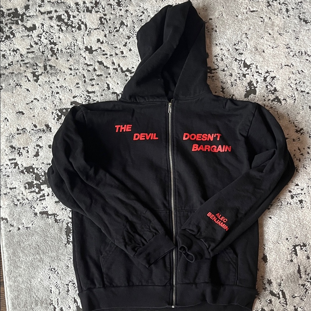 “THE DEVIL DOESN’T BARGAIN” Alec Benjamin Tour Zipper Black Hoodie